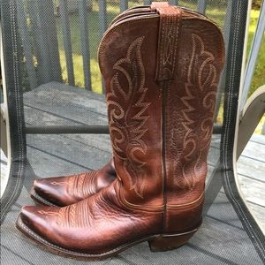 Ladies Lucchese 1885 cowboy boots snip toe.